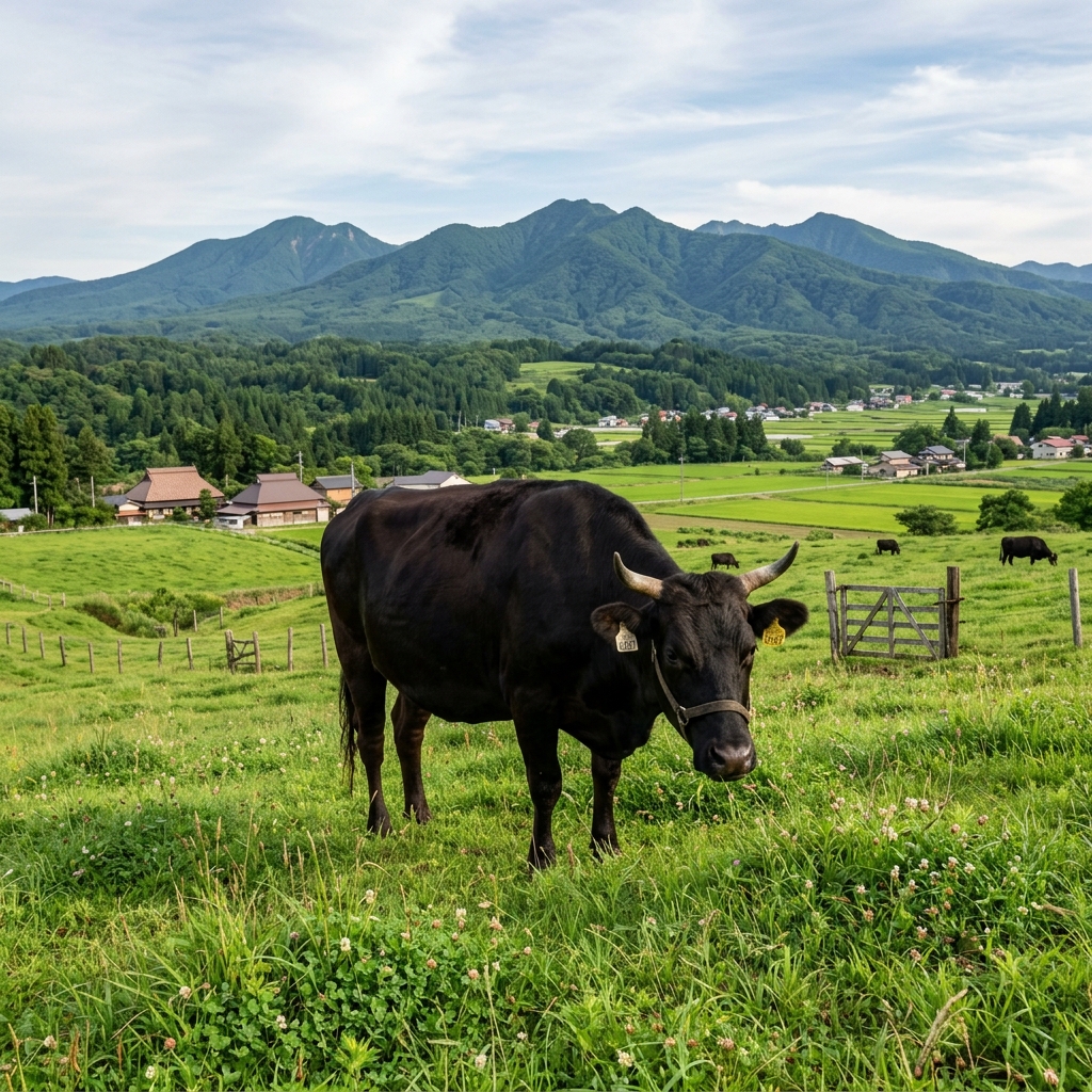 A Healthy Fukushima Beef Cow in the Aizu Pastures